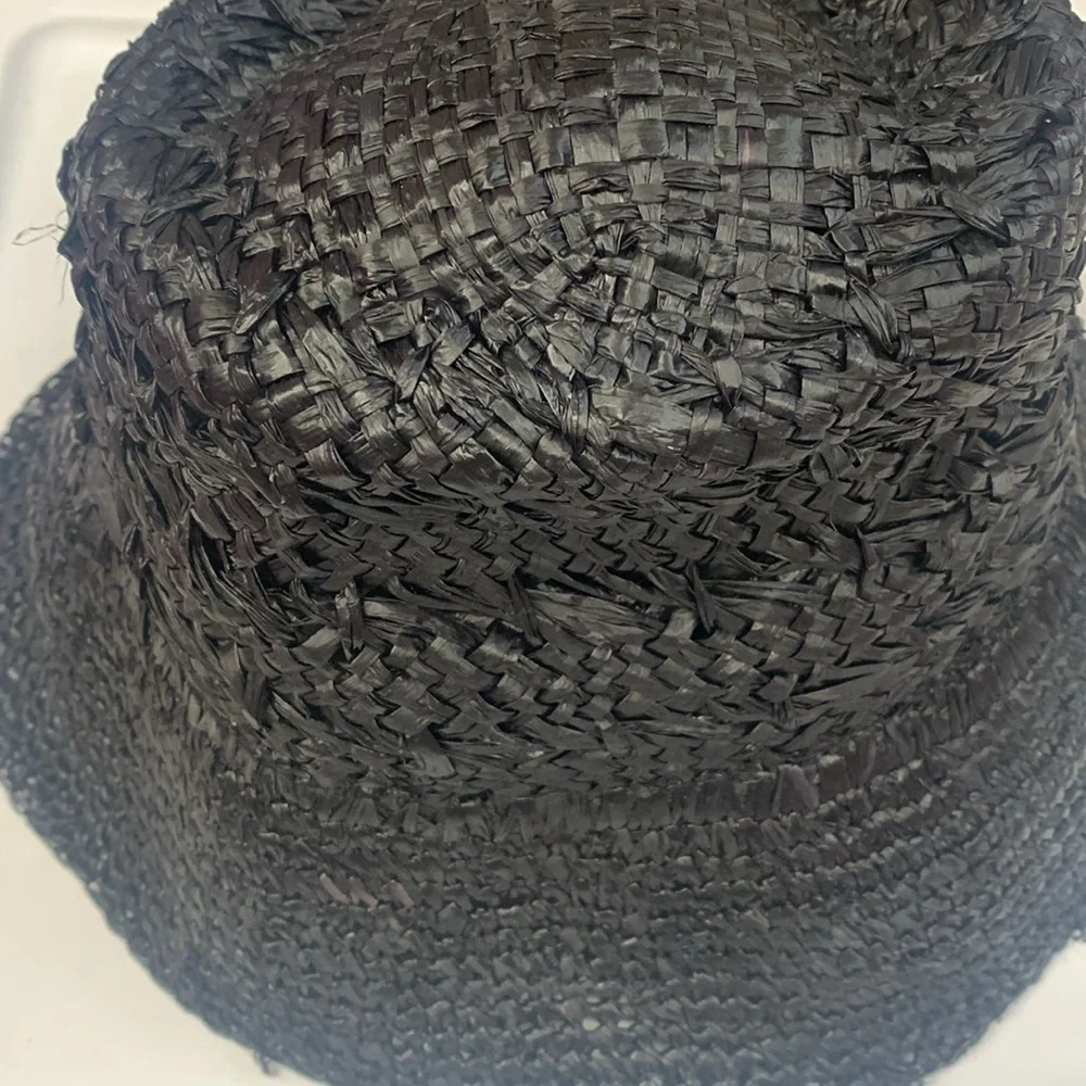 Anthropologie Fina Black raffia hat new without tags